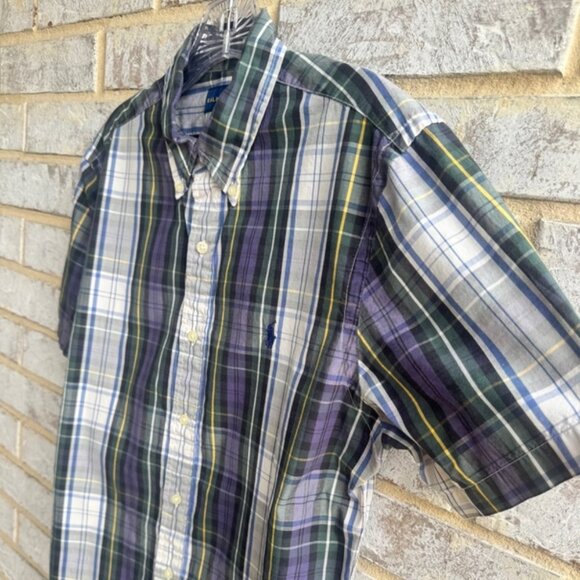 Ralph Lauren Short Sleeve Plaid Button Up Shirt Men's Size M - Picture 6 of 8